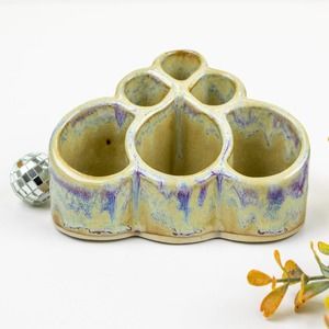 Bay Pottery Piece / Bay Pottery Organizer / Studio Art Pottery / Drip Glaze
